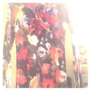 FUZZI Italy nylon dress Dutch painting flowers XL